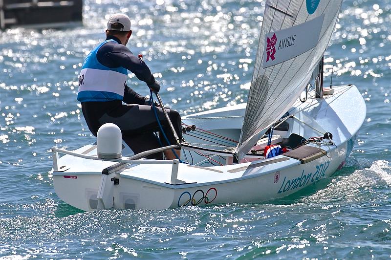 Ben Ainslie - 2012 Olympic Regatta with large on board camera for Medal Race in the Finn Class photo copyright Richard Gladwell taken at  and featuring the Finn class