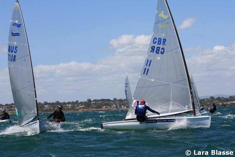 Ed Wright leads Jake Lilley - Ronstan Australian Finn Championship, Day 2 photo copyright Lara Blasse taken at  and featuring the Finn class