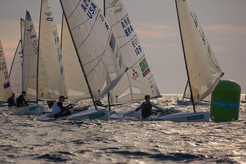 Sunset racing on day 1 of Trofeo Princesa Sofia Iberostar photo copyright Robert Deaves / Finn Class taken at Real Club Náutico de Palma and featuring the Finn class