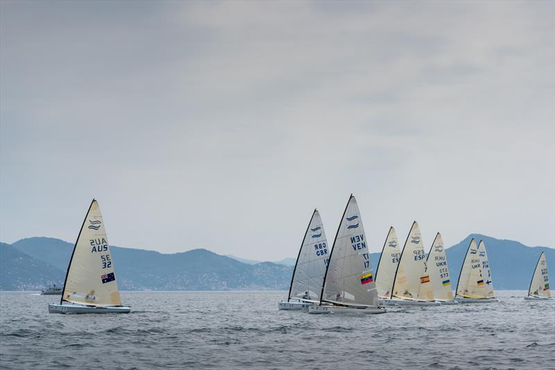 Jock Calvert with a good lead in the Finn Medal Race - Genoa World Cup Series 2019 photo copyright Beau Outteridge taken at  and featuring the Finn class