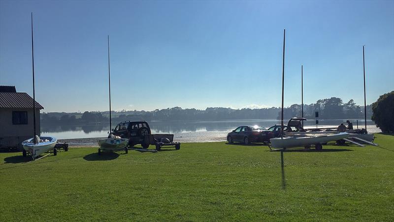 Saturday morning, tide coming in but where's the wind - 2019 Finn Class Masters, Waiuku YC photo copyright Karl Purdie taken at  and featuring the Finn class