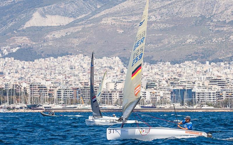 Action from Sunday's Practice Race - Finn Open European Championship photo copyright Robert Deaves taken at  and featuring the Finn class