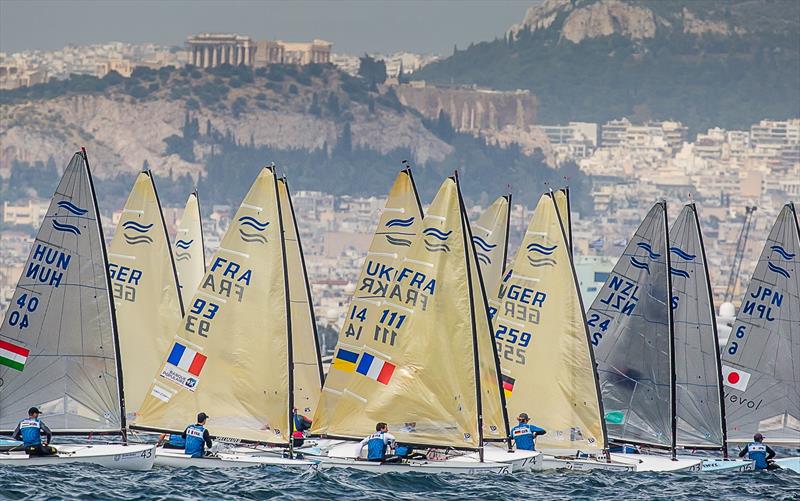 Start - Day 3 -  Finn European Championship - Athens, Greece photo copyright Robert Deaves / Finn Class taken at  and featuring the Finn class