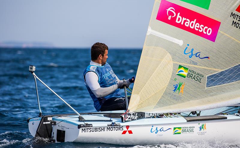 Stern camera  - Day 6 - European Finn Championships - Athens International Sailing Centre - May 2019 - photo © Robert Deaves / Finn Class