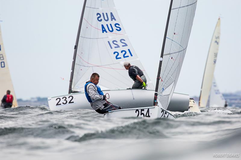 Vladimir Krutskikh leads Anthony Nossiter - 2019 Finn World Masters in Skovshoved, Denmark - photo © Robert Deaves