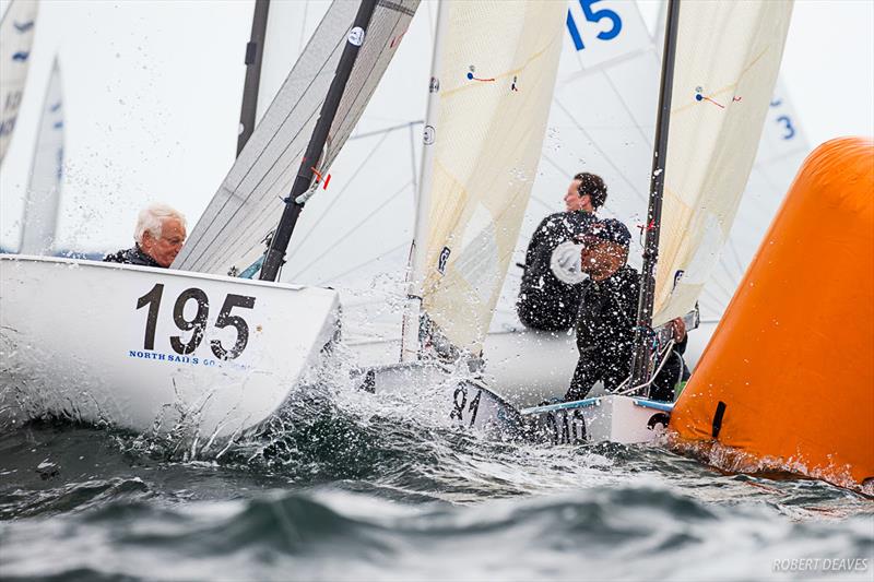 Busy mark rounding - 2019 Finn World Masters in Skovshoved, Denmark photo copyright Robert Deaves taken at  and featuring the Finn class