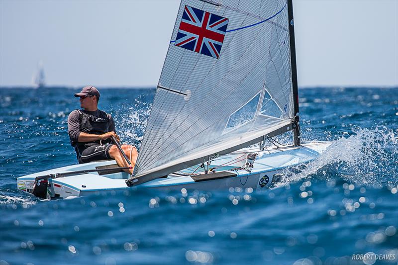 Callum Dixon on day 1 of the Finn Silver Cup in Anzio photo copyright Robert Deaves taken at  and featuring the Finn class