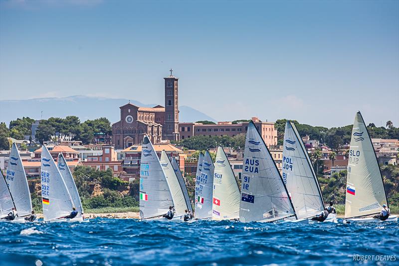 Race 4 off the Anzio shoreline - Finn Silver Cup 2019 - photo © Robert Deaves