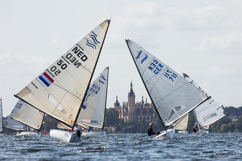 Jan Zetzema leads André Budzien - 2019 Finn European Masters photo copyright Robert Deaves taken at  and featuring the Finn class