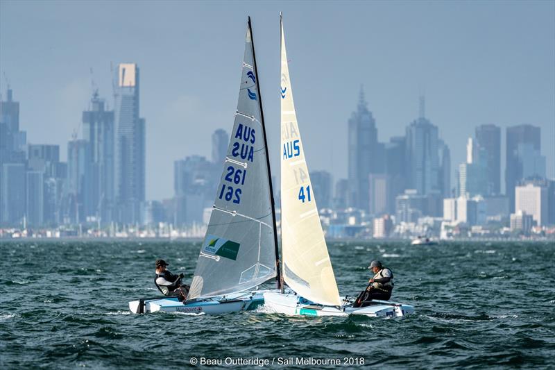 Australians Jake Lilley & Oliver Tweddell - Melbourne Skyline photo copyright Beau Outteridge taken at Royal Brighton Yacht Club and featuring the Finn class