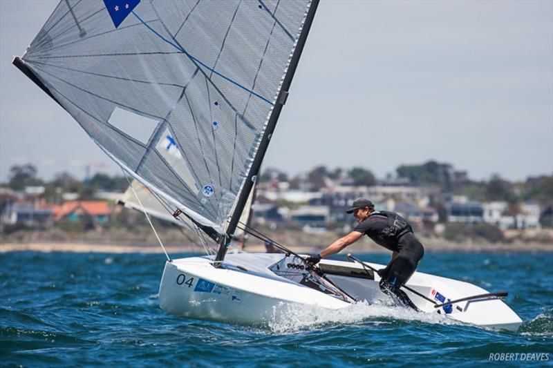 Andy Maloney - 2019 Finn Gold Cup day 1 photo copyright Robert Deaves taken at Royal Brighton Yacht Club and featuring the Finn class