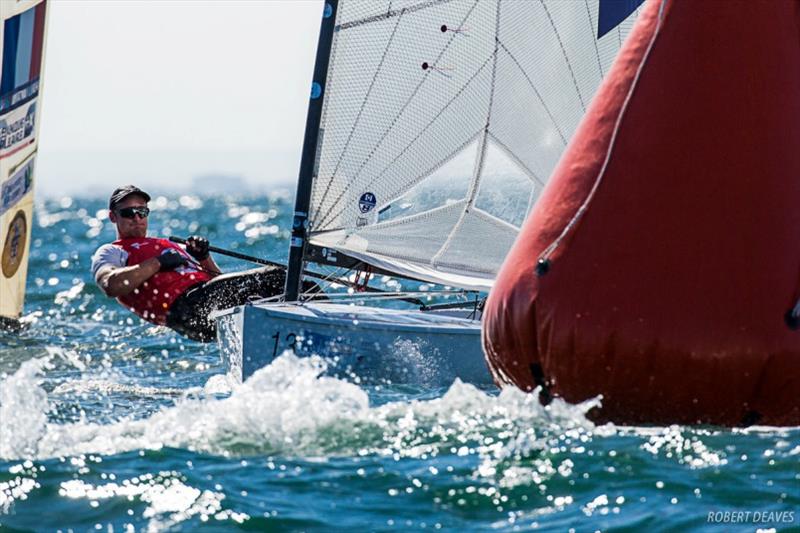 Josh Junior - 2019 Finn Gold Cup day 1 photo copyright Robert Deaves taken at Royal Brighton Yacht Club and featuring the Finn class