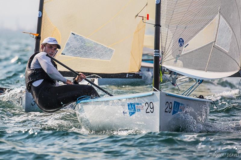 Lachlan Gilham - 2019 Finn Gold Cup day 2 photo copyright Robert Deaves taken at Royal Brighton Yacht Club and featuring the Finn class