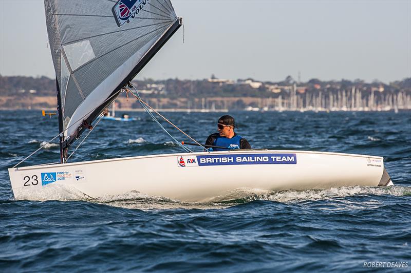 Ed Wright - 2019 Finn Gold Cup day 2 photo copyright Robert Deaves taken at Royal Brighton Yacht Club and featuring the Finn class