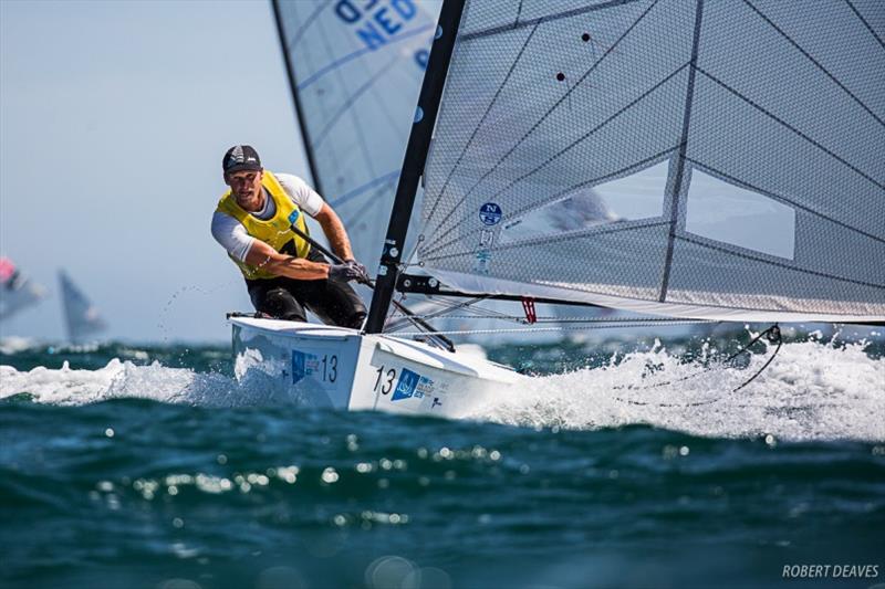 Josh Junior - 2019 Finn Gold Cup day 4 photo copyright Robert Deaves taken at Royal Brighton Yacht Club and featuring the Finn class