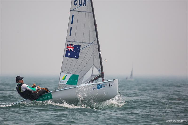 Jake Lilley - 2019 Finn Gold Cup day 5 photo copyright Robert Deaves taken at Royal Brighton Yacht Club and featuring the Finn class