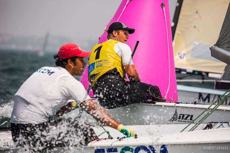 Josh Junior (NZL) - Yellow bib - Day 5, Finn Gold Cup, Melbourne, December 20, 2019 - photo © Robert Deaves / Finn Class