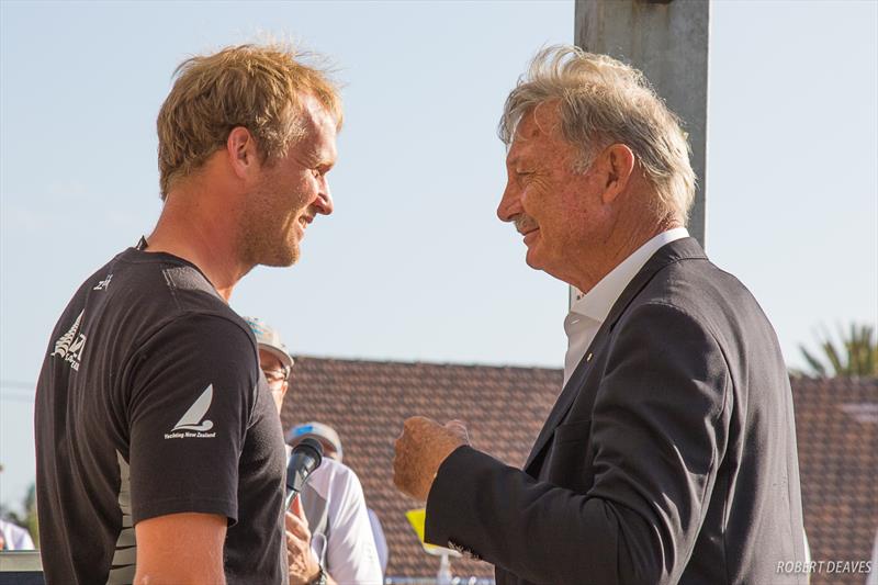 Two America's Cup champions Josh Junior (NZL) and John Bertrand (AUS)- Day 6 - Finn Gold Cup, Melbourne - Royal Brighton Yacht Club, December 21, 2019 - photo © Robert Deaves / Finn Class