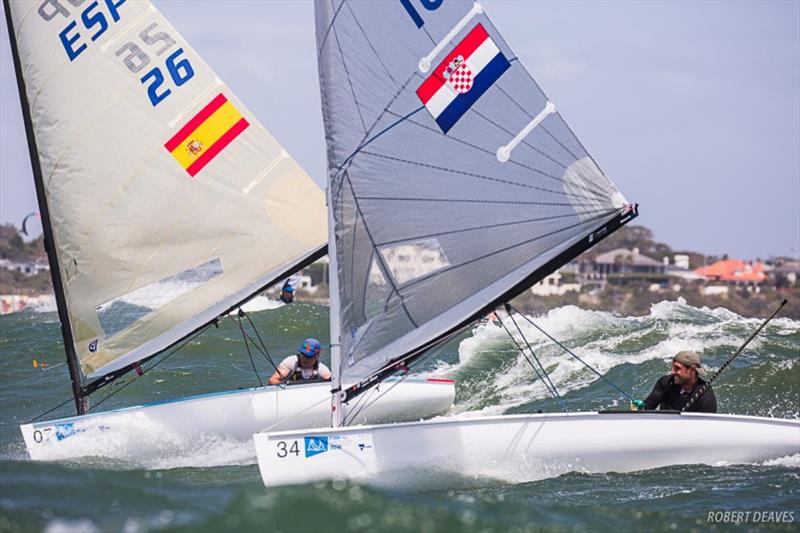 Joan Cardona and Nenad Bugarin - 2019 Finn Gold Cup photo copyright Robert Deaves taken at Royal Brighton Yacht Club and featuring the Finn class