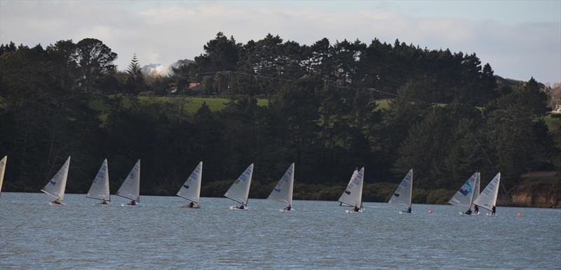 Leaders approaching the bottom gate - Waiuku Finn Masters Regatta - photo © Gary Morse