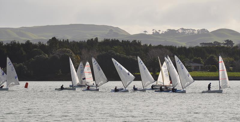 Tight around the bottom mark - Waiuku Finn Masters Regatta photo copyright Gary Morse taken at  and featuring the Finn class