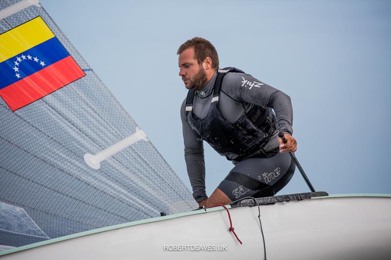 Andres Lage on the first day of Finn racing at Kieler Woche 2020 photo copyright Robert Deaves / Finn Class taken at Kieler Yacht Club and featuring the Finn class