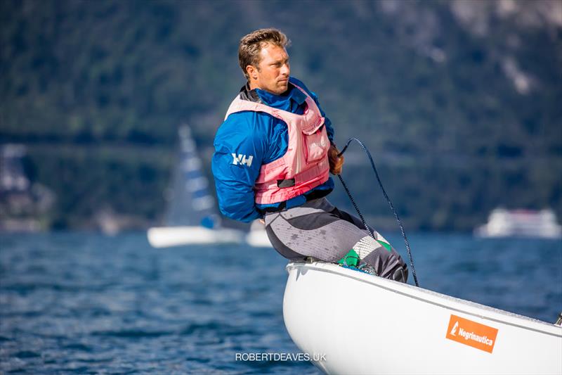 Roberto Strappati on day 2 of the International Finn Cup, Malcesine - XVII Andrea Menoni Trophy photo copyright Robert Deaves taken at Fraglia Vela Malcesine and featuring the Finn class