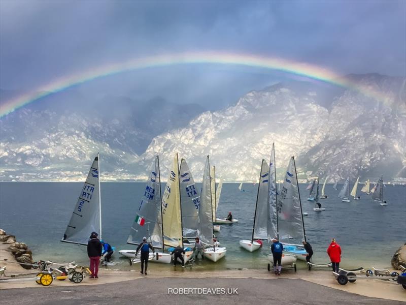 End of Race 6 - International Finn Cup XVII Andrea Menoni Trophy photo copyright Robert Deaves taken at Fraglia Vela Malcesine and featuring the Finn class