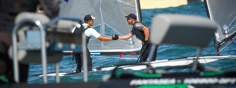 Josh Junior, right, congratulates Andy Maloney after winning this year's Finn Gold Cup.  - photo © BB Duoro