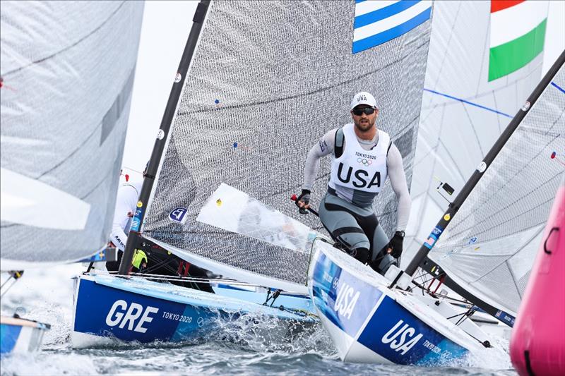 Luke Muller (USA) on Tokyo 2020 Olympic Sailing Competition Day 3 photo copyright Sailing Energy / World Sailing taken at  and featuring the Finn class