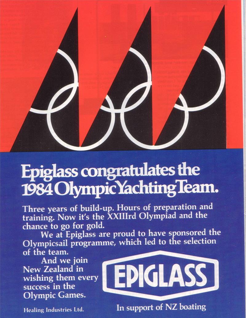 Epiglass backs the Olympicsail program which yielded two Gold and a Bronze medal at the 1984 Olympic Regatta in Long Beach photo copyright New Zealand Yachting taken at Royal New Zealand Yacht Squadron and featuring the Finn class