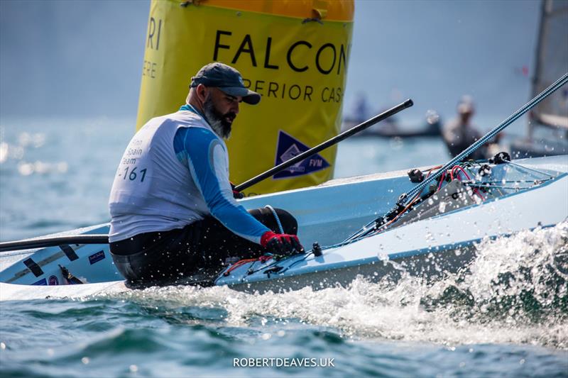Miguel Fernandez Vasco on day 4 of the Finn Gold Cup at Malcesine photo copyright Robert Deaves / www.robertdeaves.uk taken at Fraglia Vela Malcesine and featuring the Finn class