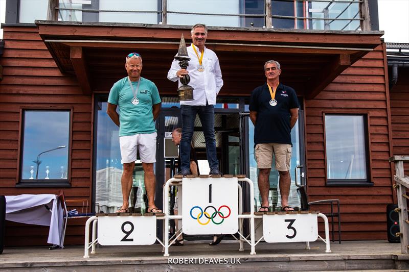 2022 Finn World Masters Grand Masters: 1st Laurent Hay (FRA) 2nd Peter Peet (NED) 3rd Karl Purdie (NZL) photo copyright Robert Deaves / www.robertdeaves.uk taken at  and featuring the Finn class