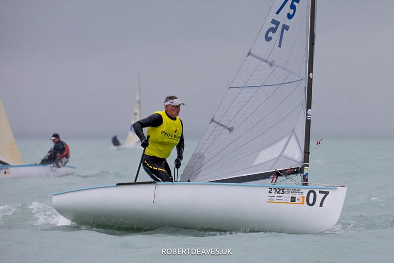 Laurent Hay, FRA - 2023 Open and U23 Finn Europeans in Csopak, Hungary, Day 3 photo copyright Robert Deaves taken at Procelero Sportegyesület and featuring the Finn class