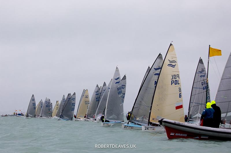 Race 4 start - 2023 Open and U23 Finn Europeans in Csopak, Hungary, Day 3 photo copyright Robert Deaves taken at Procelero Sportegyesület and featuring the Finn class