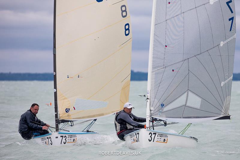 Volodymyr Stasyuk and Taras Havrysh, UKR on day 4 of the 2023 Open and U23 Finn Europeans in Csopak, Hungary - photo © Robert Deaves / www.robertdeaves.uk