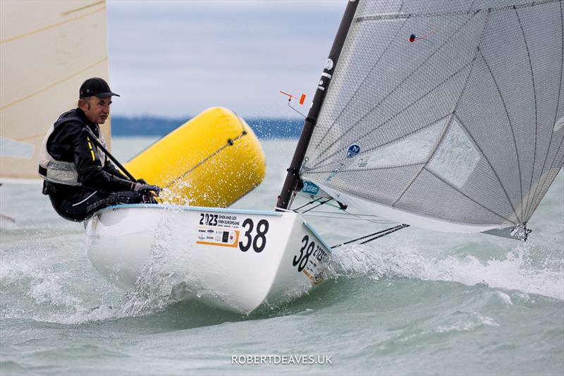 Michel Audoin, FRA on day 4 of the 2023 Open and U23 Finn Europeans in Csopak, Hungary - photo © Robert Deaves / www.robertdeaves.uk