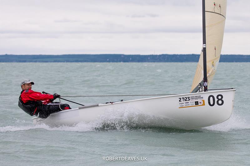 Hartwig Gfreiner, AUT on day 4 of the 2023 Open and U23 Finn Europeans in Csopak, Hungary - photo © Robert Deaves / www.robertdeaves.uk