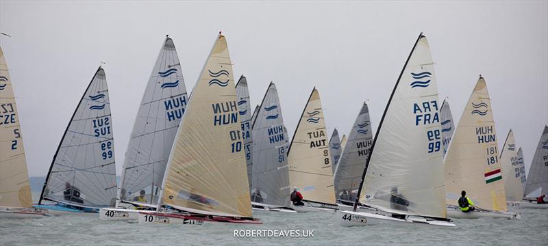 Race 9 at the 2023 Open and U23 Finn Europeans in Csopak, Hungary photo copyright Robert Deaves / www.robertdeaves.uk taken at Procelero Sportegyesület and featuring the Finn class