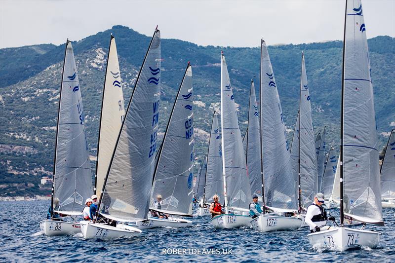 Race 1 on day 1 of the 2023 Finn World Masters in Greece - photo © Robert Deaves / www.robertdeaves.uk