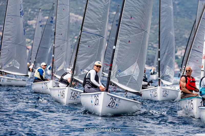 Race 1 on day 1 of the 2023 Finn World Masters in Greece photo copyright Robert Deaves / www.robertdeaves.uk taken at  and featuring the Finn class