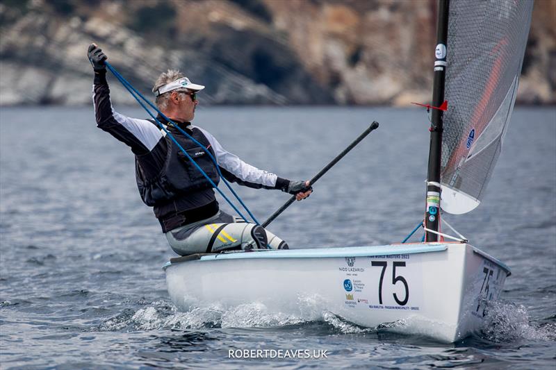 Laurent Hay on day 1 of the 2023 Finn World Masters in Greece photo copyright Robert Deaves / www.robertdeaves.uk taken at  and featuring the Finn class