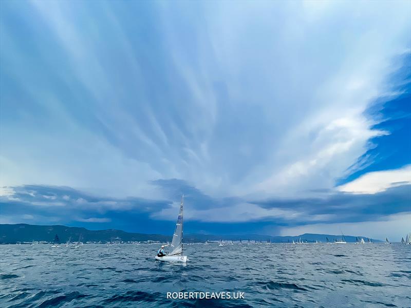 Looming clouds on Day 3 of the 2023 Finn World Masters in Greece - photo © Robert Deaves / www.robertdeaves.uk