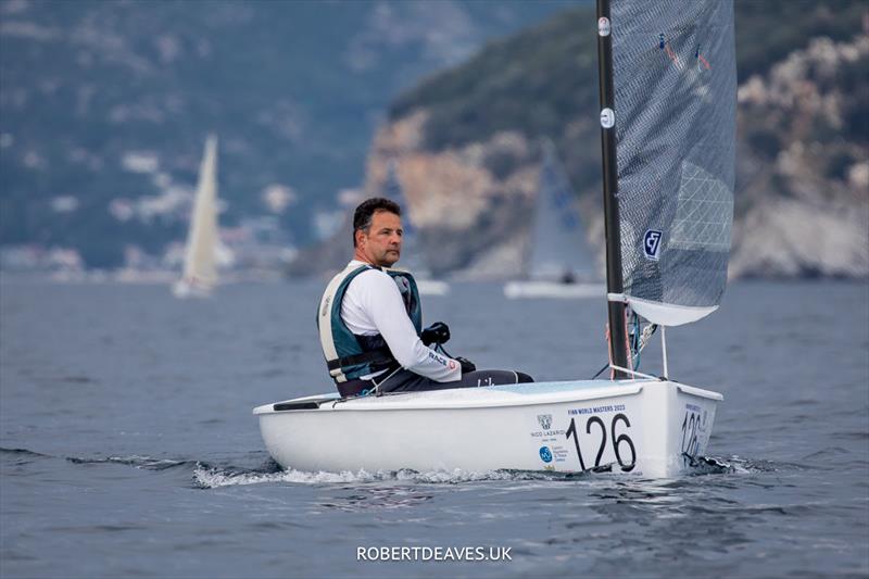Ladislav Hyrs on Day 3 of the 2023 Finn World Masters in Greece photo copyright Robert Deaves / www.robertdeaves.uk taken at  and featuring the Finn class