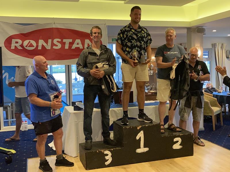 Podium in the Ronstan British Finn Nationals at Christchurch (l-r) Nick Craig 3rd, Cameron Tweedle 1st, John Greenwood 2nd photo copyright Lotte Johnson & Gareth James taken at Christchurch Sailing Club and featuring the Finn class