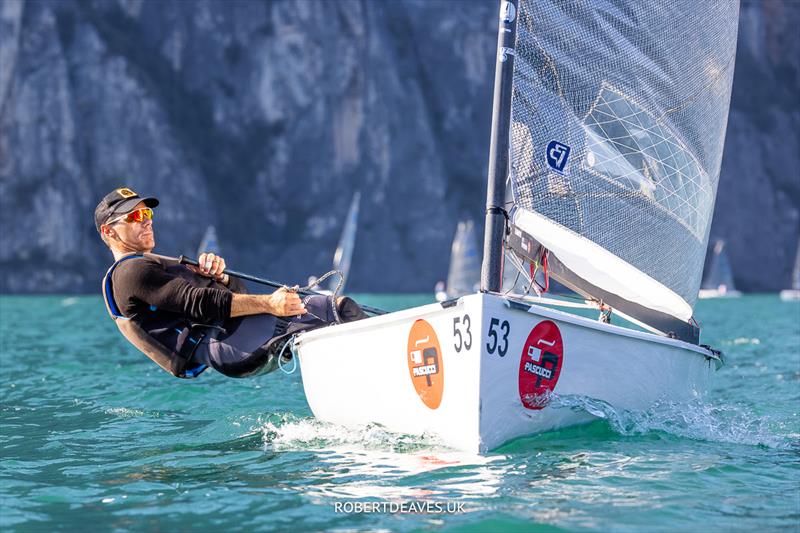 Valarian Lebrun, FRA - Finn European Masters at Campione del Garda photo copyright Robert Deaves taken at Campione Univela and featuring the Finn class