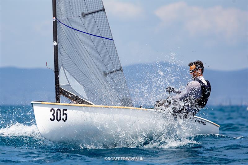 2024 Finn World Masters Day 2: Nanno Schuttrups, NED photo copyright Robert Deaves / www.robertdeaves.uk taken at Centro Velico Punta Ala and featuring the Finn class