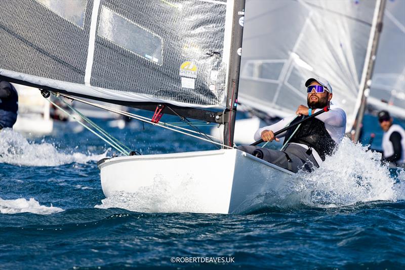 Bartosz Szydlowski (POL) on day 1 of the 2024 Finn Open European Championship photo copyright Robert Deaves / www.robertdeaves.uk taken at Yacht Club de Cannes and featuring the Finn class