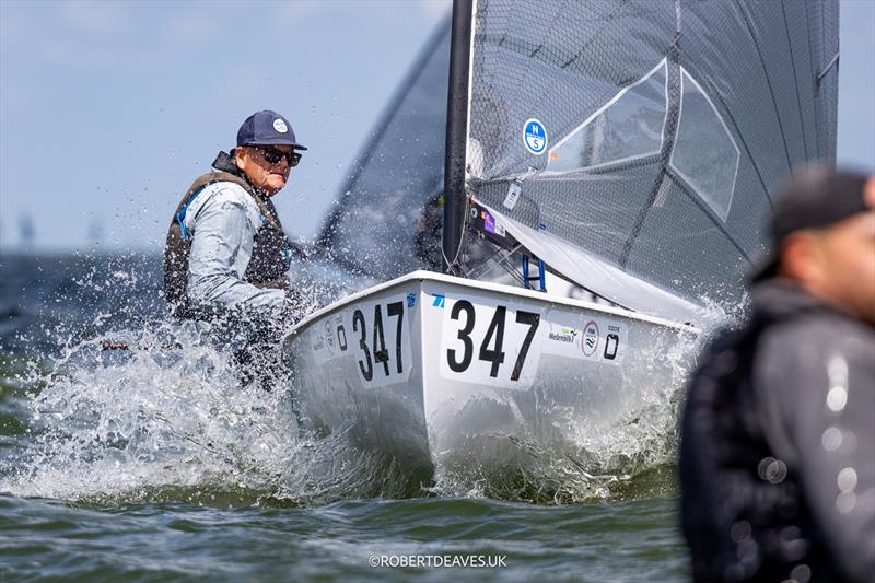 Finn World Masters in Medemblik Practice race on Sunday photo copyright Robert Deaves / www.robertdeaves.uk taken at Regatta Center Medemblik and featuring the Finn class