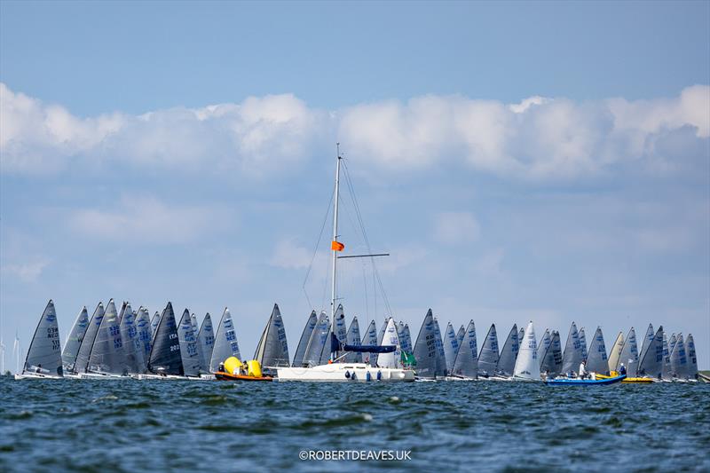 Start Race 2 - Finn World Masters in Medemblik 2025 photo copyright Robert Deaves / www.robertdeaves.uk taken at Regatta Center Medemblik and featuring the Finn class